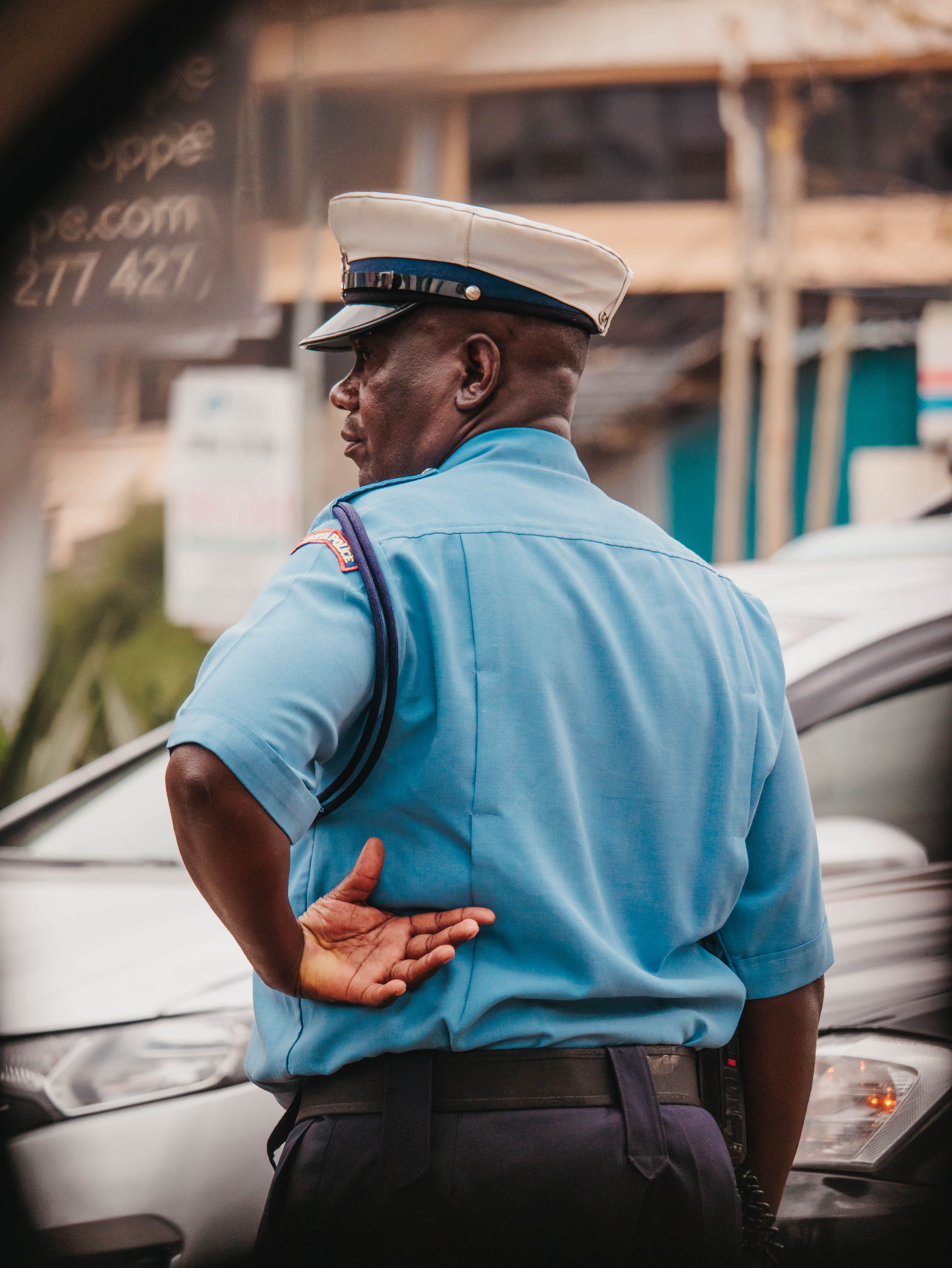 Security professional reviewing equipment